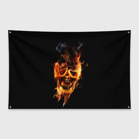 Флаг-баннер с принтом Огненный призрак в Петрозаводске, 100% полиэстер | размер 67 х 109 см, плотность ткани — 95 г/м2; по краям флага есть четыре люверса для крепления | 