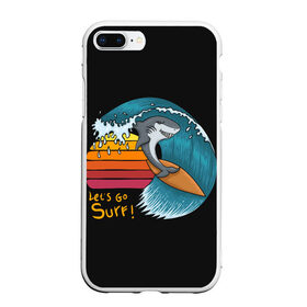 Чехол для iPhone 7Plus/8 Plus матовый с принтом Baby Shark Lets Surf в Петрозаводске, Силикон | Область печати: задняя сторона чехла, без боковых панелей | 