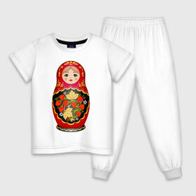 Детская пижама хлопок с принтом Матрешка Снегурка Хохлома в Петрозаводске, 100% хлопок |  брюки и футболка прямого кроя, без карманов, на брюках мягкая резинка на поясе и по низу штанин
 | 