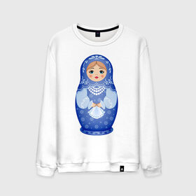 Мужской свитшот хлопок с принтом Матрешка Снегурка Гжель в Петрозаводске, 100% хлопок |  | Тематика изображения на принте: 