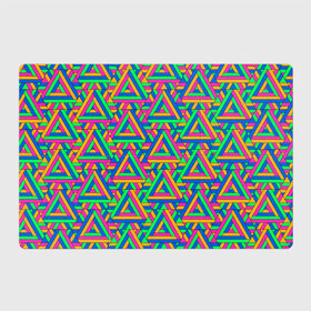 Магнитный плакат 3Х2 с принтом РАЗНОЦВЕТНЫЕ ТРЕУГОЛЬНИКИ в Петрозаводске, Полимерный материал с магнитным слоем | 6 деталей размером 9*9 см | геометрия | паттерн | радуга | разноцветные | соты | текстуры | треугольники | узор | яркие