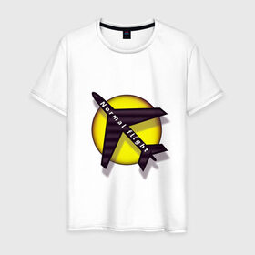 Мужская футболка хлопок с принтом Полет нормальный в Петрозаводске, 100% хлопок | прямой крой, круглый вырез горловины, длина до линии бедер, слегка спущенное плечо. | воздух | нормально | полет | самолет | солнце