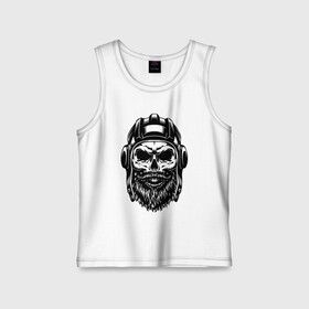 Детская майка хлопок с принтом Танкист хипстер в Петрозаводске,  |  | beard | cool | fashion | grin | helmet | hipster | hype | jaw | moustache | orbits | skull | teeth | борода | глазницы | зубы | круто | мода | оскал | пасть | усы | хайп | череп | шлем