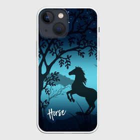 Чехол для iPhone 13 mini с принтом Конь в Петрозаводске,  |  | horse | деревья | звезды | конь | коняшка | лошадка | лошадь | мода | ночь | стиль