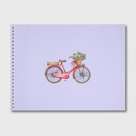 Альбом для рисования с принтом Bicycle в Петрозаводске, 100% бумага
 | матовая бумага, плотность 200 мг. | Тематика изображения на принте: букет | велосипед | лето | цветы