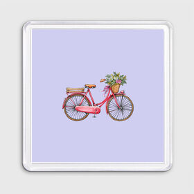 Магнит 55*55 с принтом Bicycle в Петрозаводске, Пластик | Размер: 65*65 мм; Размер печати: 55*55 мм | букет | велосипед | лето | цветы