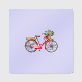 Магнит виниловый Квадрат с принтом Bicycle в Петрозаводске, полимерный материал с магнитным слоем | размер 9*9 см, закругленные углы | букет | велосипед | лето | цветы