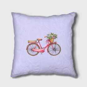 Подушка 3D с принтом Bicycle в Петрозаводске, наволочка – 100% полиэстер, наполнитель – холлофайбер (легкий наполнитель, не вызывает аллергию). | состоит из подушки и наволочки. Наволочка на молнии, легко снимается для стирки | букет | велосипед | лето | цветы