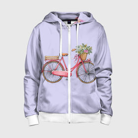Детская толстовка 3D на молнии с принтом Bicycle в Петрозаводске, 100% полиэстер |  манжеты и пояс оформлены широкой мягкой резинкой, двухслойный капюшон со шнурком для регулировки, спереди карманы и застежка-молния
 | букет | велосипед | лето | цветы