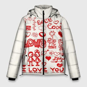 Мужская зимняя куртка 3D с принтом Детская любовь в Петрозаводске, верх — 100% полиэстер; подкладка — 100% полиэстер; утеплитель — 100% полиэстер | длина ниже бедра, свободный силуэт Оверсайз. Есть воротник-стойка, отстегивающийся капюшон и ветрозащитная планка. 

Боковые карманы с листочкой на кнопках и внутренний карман на молнии. | дети | детские рисунки | любовь | сердечки | я тебя люблю.