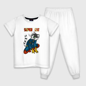 Детская пижама хлопок с принтом Супер Кот в Петрозаводске, 100% хлопок |  брюки и футболка прямого кроя, без карманов, на брюках мягкая резинка на поясе и по низу штанин
 | кот | коты. cat | кошка. котик. котенок