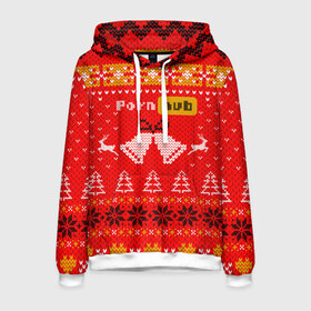Мужская толстовка 3D с принтом Pornhub рождественский свитер в Петрозаводске, 100% полиэстер | двухслойный капюшон со шнурком для регулировки, мягкие манжеты на рукавах и по низу толстовки, спереди карман-кенгуру с мягким внутренним слоем. | 2021 | christmas | knit | knitted | merch | new year | sweater | ugly sweater | вязанный | вязяный | зимний | лого | логотип | мерч | новый год | олени | рождественский | рождество