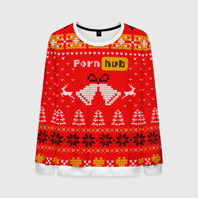 Мужской свитшот 3D с принтом Pornhub рождественский свитер в Петрозаводске, 100% полиэстер с мягким внутренним слоем | круглый вырез горловины, мягкая резинка на манжетах и поясе, свободная посадка по фигуре | 2021 | christmas | knit | knitted | merch | new year | sweater | ugly sweater | вязанный | вязяный | зимний | лого | логотип | мерч | новый год | олени | рождественский | рождество