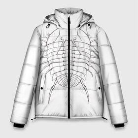 Мужская зимняя куртка 3D с принтом трилобит агрессивный в Петрозаводске, верх — 100% полиэстер; подкладка — 100% полиэстер; утеплитель — 100% полиэстер | длина ниже бедра, свободный силуэт Оверсайз. Есть воротник-стойка, отстегивающийся капюшон и ветрозащитная планка. 

Боковые карманы с листочкой на кнопках и внутренний карман на молнии. | Тематика изображения на принте: агрессия | доисторические животные | жуткие животные | насекомые | палеонтология | трилобиты