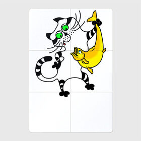 Магнитный плакат 2Х3 с принтом Золотая рыбка в Петрозаводске, Полимерный материал с магнитным слоем | 6 деталей размером 9*9 см | cat | золотая рыбка | кот. кошка. котик | котенок | коты