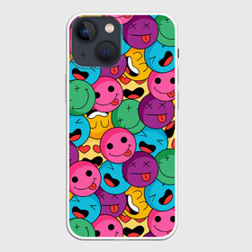 Чехол для iPhone 13 mini с принтом Pattern в Петрозаводске,  |  | color | cool | eyes | face | heart | hype | pattern | smile | tongue | глаза | круто | лицо | сердце | узор | улыбка | хайп | цвет | язык