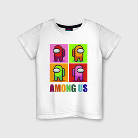 Детская футболка хлопок с принтом Among us rainbow в Петрозаводске, 100% хлопок | круглый вырез горловины, полуприлегающий силуэт, длина до линии бедер | Тематика изображения на принте: among | us | амонг ас | нас | среди