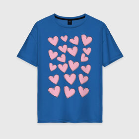 Женская футболка хлопок Oversize с принтом Маленькие сердца в Петрозаводске, 100% хлопок | свободный крой, круглый ворот, спущенный рукав, длина до линии бедер
 | любовь | милость | простота | розовый | сердце