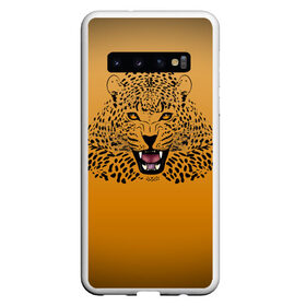 Чехол для Samsung Galaxy S10 с принтом Леопард в Петрозаводске, Силикон | Область печати: задняя сторона чехла, без боковых панелей | big cat | cat | leopard | кот | кошка | леопард