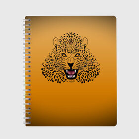 Тетрадь с принтом Леопард в Петрозаводске, 100% бумага | 48 листов, плотность листов — 60 г/м2, плотность картонной обложки — 250 г/м2. Листы скреплены сбоку удобной пружинной спиралью. Уголки страниц и обложки скругленные. Цвет линий — светло-серый
 | big cat | cat | leopard | кот | кошка | леопард