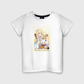 Детская футболка хлопок с принтом Genshin Impact в Петрозаводске, 100% хлопок | круглый вырез горловины, полуприлегающий силуэт, длина до линии бедер | Тематика изображения на принте: anime | genshin impact | genshin impact аниме | sucrose | wifu | аниме | вайфу | геншн импакт