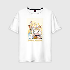 Женская футболка хлопок Oversize с принтом Genshin Impact в Петрозаводске, 100% хлопок | свободный крой, круглый ворот, спущенный рукав, длина до линии бедер
 | anime | genshin impact | genshin impact аниме | sucrose | wifu | аниме | вайфу | геншн импакт
