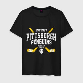 Мужская футболка хлопок с принтом Pittsburgh Penguins в Петрозаводске, 100% хлопок | прямой крой, круглый вырез горловины, длина до линии бедер, слегка спущенное плечо. | hockey | nhl | penguins | pittsburg | pittsburgh | pittsburgh penguins | usa | нхл | пингвинз | питтсбург | питтсбург пингвинз | спорт | сша | хоккей | шайба