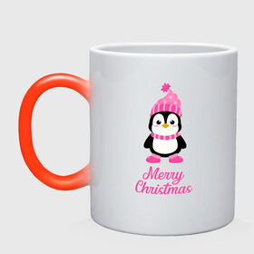 Кружка хамелеон с принтом Пингвин в Петрозаводске, керамика | меняет цвет при нагревании, емкость 330 мл | Тематика изображения на принте: 2021 | merry christmas | белка | год быка | дед мороз | детская | дух  рождества | дух нового года | енот | животное | лиса | милый пингвин | новогодняя | пенгвин | пингвин | пингвиненок | пингвины | праздник