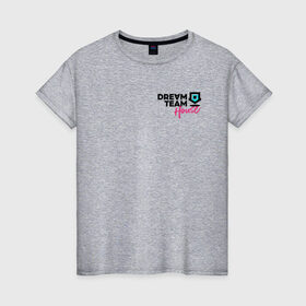 Женская футболка хлопок с принтом Dream Team logo в Петрозаводске, 100% хлопок | прямой крой, круглый вырез горловины, длина до линии бедер, слегка спущенное плечо | blogger | bloggers | dream team | dream team house | dreamteam | dth | tik tok | tik tok house | блогер | блогеры | тик ток | тиктокеры