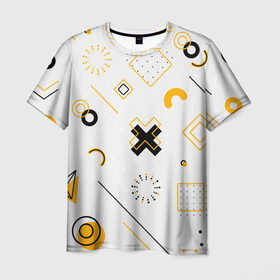Мужская футболка 3D с принтом узоры в Петрозаводске, 100% полиэфир | прямой крой, круглый вырез горловины, длина до линии бедер | крестик | круг | полоски | разноцветные | стрелки | точка | узоры