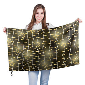 Флаг 3D с принтом Золотая Гирлянда в Петрозаводске, 100% полиэстер | плотность ткани — 95 г/м2, размер — 67 х 109 см. Принт наносится с одной стороны | 