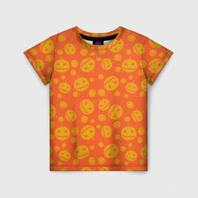 Детская футболка 3D с принтом Helloween Pumpkin - Хеллоуин в Петрозаводске, 100% гипоаллергенный полиэфир | прямой крой, круглый вырез горловины, длина до линии бедер, чуть спущенное плечо, ткань немного тянется | helloween | orange | pumpkin | оранжевый | тыквы | хеллоуин
