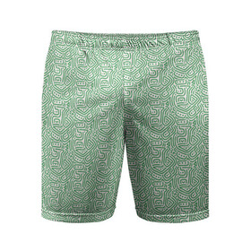 Мужские шорты спортивные с принтом Узор из линий в Петрозаводске,  |  | green | lines | parallel | pattern | point | зеленый | линии | параллель | точка | узор