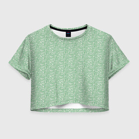 Женская футболка Crop-top 3D с принтом Узор из линий в Петрозаводске, 100% полиэстер | круглая горловина, длина футболки до линии талии, рукава с отворотами | green | lines | parallel | pattern | point | зеленый | линии | параллель | точка | узор