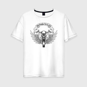 Женская футболка хлопок Oversize с принтом Мотоциклист в Петрозаводске, 100% хлопок | свободный крой, круглый ворот, спущенный рукав, длина до линии бедер
 | 