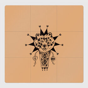 Магнитный плакат 3Х3 с принтом Медведь татем в Петрозаводске, Полимерный материал с магнитным слоем | 9 деталей размером 9*9 см | амулет | знак | медведь | символика | талисман | татем | татуировки. | язычество