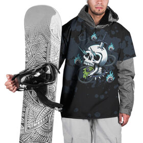 Накидка на куртку 3D с принтом Череп в шоке в Петрозаводске, 100% полиэстер |  | skate | style | дизайнерское | для скейтеров | молния | скейт | скейтерское | скелет | стильное | ток | хипстерское | череп | черепа
