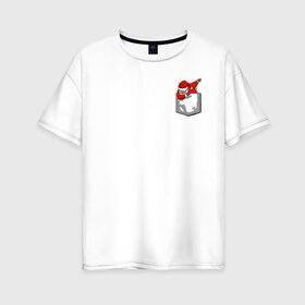Женская футболка хлопок Oversize с принтом Карманный Санта в Петрозаводске, 100% хлопок | свободный крой, круглый ворот, спущенный рукав, длина до линии бедер
 | 