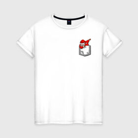 Женская футболка хлопок с принтом Карманный Санта в Петрозаводске, 100% хлопок | прямой крой, круглый вырез горловины, длина до линии бедер, слегка спущенное плечо | 
