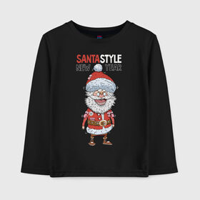 Детский лонгслив хлопок с принтом SantaSTYLE в Петрозаводске, 100% хлопок | круглый вырез горловины, полуприлегающий силуэт, длина до линии бедер | 