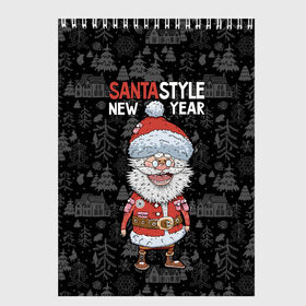 Скетчбук с принтом SantaSTYLE в Петрозаводске, 100% бумага
 | 48 листов, плотность листов — 100 г/м2, плотность картонной обложки — 250 г/м2. Листы скреплены сверху удобной пружинной спиралью | 