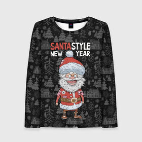 Женский лонгслив 3D с принтом SantaSTYLE в Петрозаводске, 100% полиэстер | длинные рукава, круглый вырез горловины, полуприлегающий силуэт | 