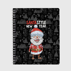 Тетрадь с принтом SantaSTYLE в Петрозаводске, 100% бумага | 48 листов, плотность листов — 60 г/м2, плотность картонной обложки — 250 г/м2. Листы скреплены сбоку удобной пружинной спиралью. Уголки страниц и обложки скругленные. Цвет линий — светло-серый
 | 