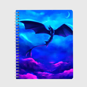 Тетрадь с принтом Беззубик в Петрозаводске, 100% бумага | 48 листов, плотность листов — 60 г/м2, плотность картонной обложки — 250 г/м2. Листы скреплены сбоку удобной пружинной спиралью. Уголки страниц и обложки скругленные. Цвет линий — светло-серый
 | dragon | how to train your dragon the hidden world | драконы | икинг | как приручить дракона 3 | персонажи