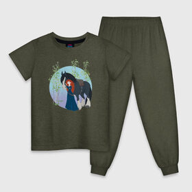 Детская пижама хлопок с принтом Brave в Петрозаводске, 100% хлопок |  брюки и футболка прямого кроя, без карманов, на брюках мягкая резинка на поясе и по низу штанин
 | brave | merida | pixar | vdzabma | мерида | пиксар | храбрая | храбрая сердцем