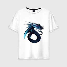 Женская футболка хлопок Oversize с принтом Морской левиафан в Петрозаводске, 100% хлопок | свободный крой, круглый ворот, спущенный рукав, длина до линии бедер
 | арт | глубина | дракон | дракон глубин | инопланетянин | левиафан | рисунок | синий