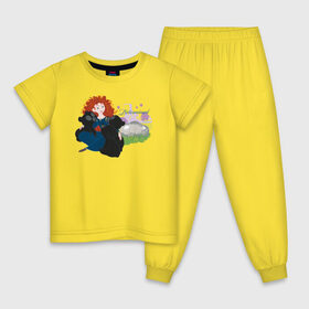 Детская пижама хлопок с принтом Determined в Петрозаводске, 100% хлопок |  брюки и футболка прямого кроя, без карманов, на брюках мягкая резинка на поясе и по низу штанин
 | brave | merida | pixar | vdzabma | мерида | пиксар | храбрая | храбрая сердцем