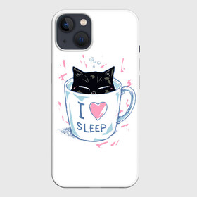 Чехол для iPhone 13 с принтом Я Люблю Спать в Петрозаводске,  |  | cat | cats | coffee | i | love | nekoffee | night | sleep | вечер | жарко | зима | кот | котенок | котик | котэ | котяра | котята | кофе | кошка | люблю | любовь | нежное | нежный | ночь | сон | спать | тепло | холод | холодно | я