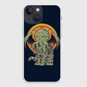 Чехол для iPhone 13 mini с принтом Cathulhu в Петрозаводске,  |  | cat | cathulhu | cats | cthulhu | ocean | sea | бездна | котенок | котэ | котяра | котята | кошка | ктулху | море | океан