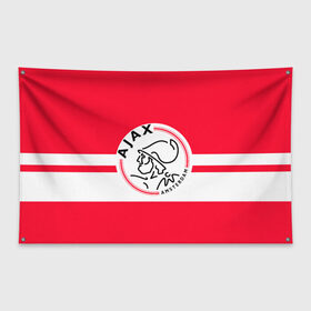 Флаг-баннер с принтом AJAX AMSTERDAM в Петрозаводске, 100% полиэстер | размер 67 х 109 см, плотность ткани — 95 г/м2; по краям флага есть четыре люверса для крепления | ajax | amsterdam | football | holland | red | sport | team | white | амстердам | аякс | гол | голландия | красный | логотип | мяч | нидерланды | полосы | спорт | футбол
